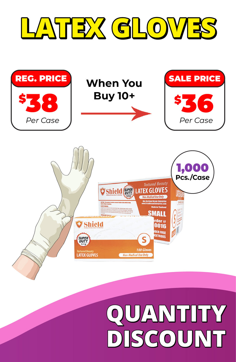 Latex Glove Promotion - Order 10 or more cases and save extra $2 per case