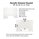 Sneeze Guard, Extra-Thick (1/4”) Transparent Acrylic Protection Shield Nail Station (24” H x 28” W)