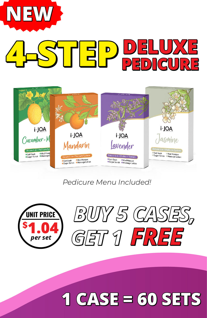 NEW Deluxe 4-Step Pedicure, Includes Sea Salt, Sugar Scrub, Mud Masque, Massage Lotion.
