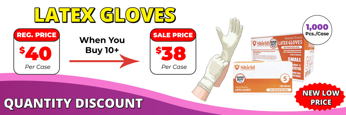 Latex Glove Promotion - Order 10 or more cases and save extra $2 per case