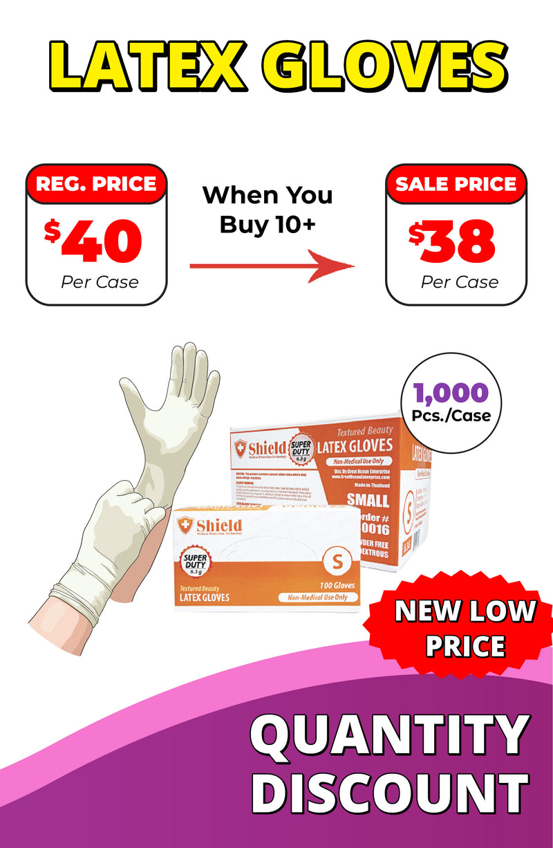 Latex Glove Promotion - Order 10 or more cases and save extra $2 per case