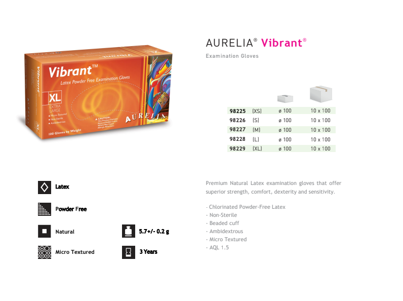 Vibrant Latex Gloves, Powder-Free | Size: S (1,000 PCS) - [LIMIT 3]