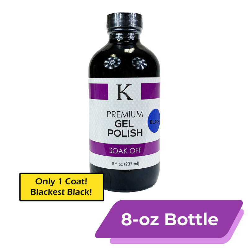 K Premium Black Gel Polish | 8-oz Bottle