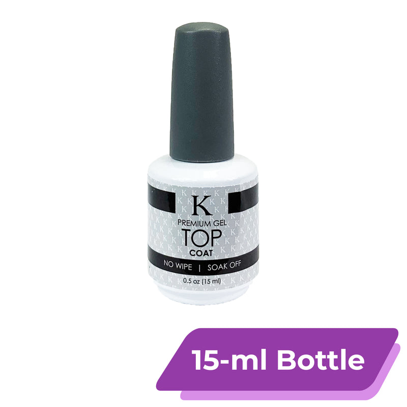 K Premium Gel Top Coat | No Wipe, Soak Off [15-ml Bottle]