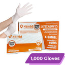 Shield Latex Gloves, Powder-Free | Size: XS (1,000 PCS)
