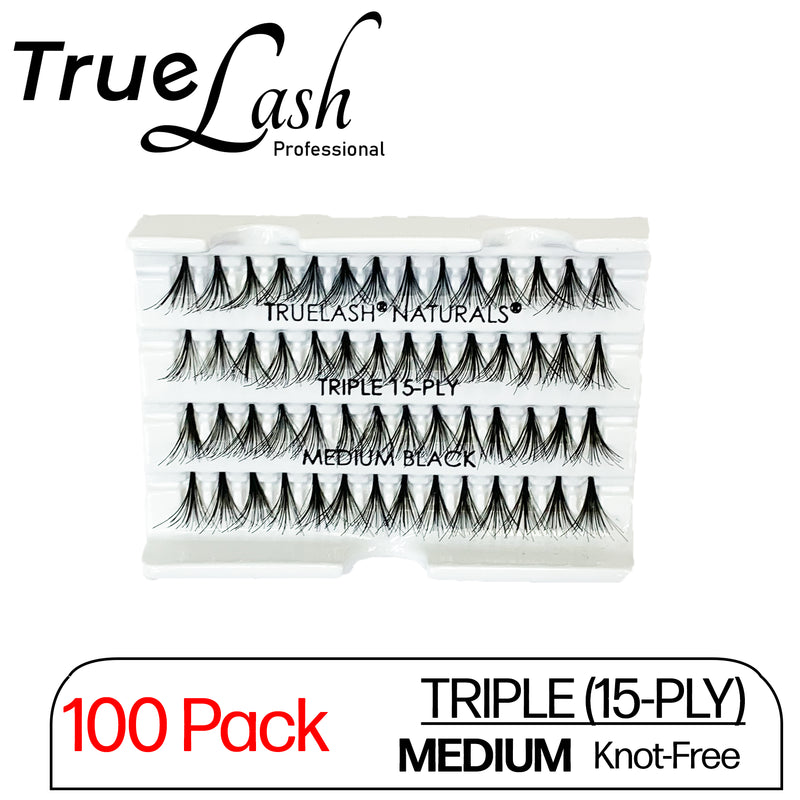 TrueLash Knot-Free Eyelash Extensions | 15-Ply, Triple | 100-Pack